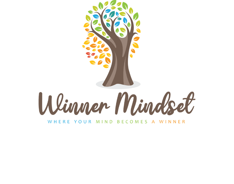 Winner Mindset logo: a tree with multicoloured leaves above the words Winner Mindset, where your mind becomes a winner