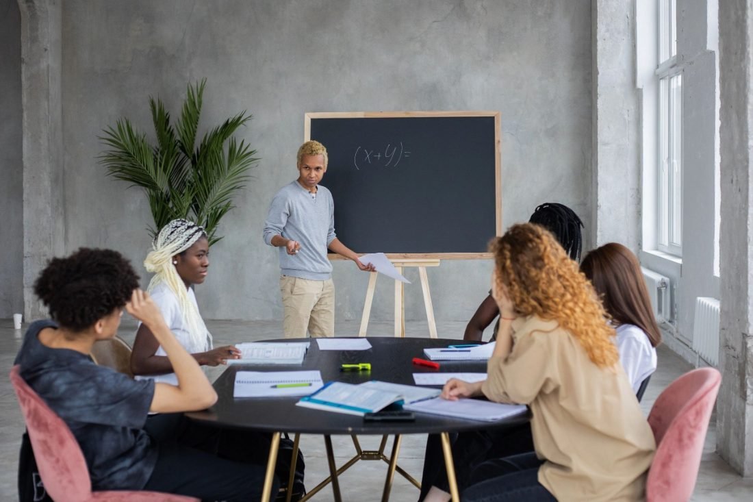 A group of young people working together